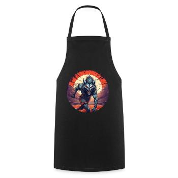 Creepy Halloween party costume werewolf running - Cooking Apron - black - Front - AI Model Male 185 dark (185cm)