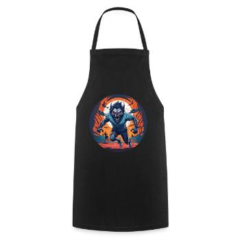 Creepy Halloween party costume werewolf running - Cooking Apron - black - Front - AI Model Male 185 dark (185cm)