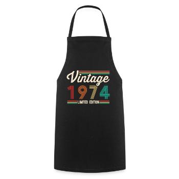 Vintage 1974 Humor Retro Anniversary Gift - Cooking Apron - black - Front - AI Model Male 185 dark (185cm)
