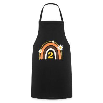 2e anniversaire rainbow jaune - Tablier de cuisine - noir - Devant - AI Model Male 185 dark (185cm)