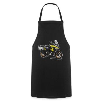 Reiseenduro // Illustration // Motorrad - Kochschürze - Schwarz - Vorne - AI Model Male 185 dark (185cm)