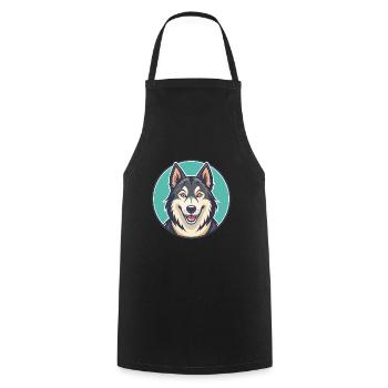 Tamaskan Dog Breed Colorful Cartoon Kawaii Clipart - Cooking Apron - black - Front - AI Model Male 185 dark (185cm)