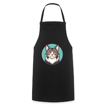 Kourilien Bobtail Chat Race Dessin animé Kawaii Animal - Tablier de cuisine - noir - Devant - AI Model Male 185 dark (185cm)