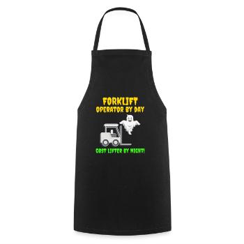 Halloween Ghost Forklift Operator Équipement lourd - Tablier de cuisine - noir - Devant - AI Model Male 185 dark (185cm)