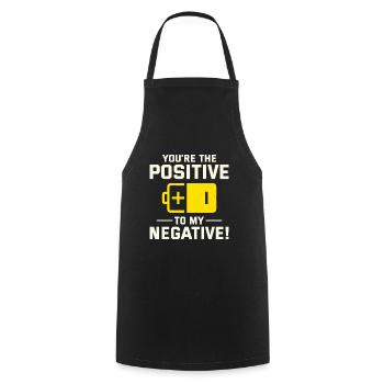Électricien Valentine : du positif au négatif - Tablier de cuisine - noir - Devant - AI Model Male 185 dark (185cm)