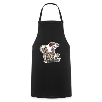Plant Lover Skeleton Flowers - Cooking Apron - black - Front - AI Model Male 185 dark (185cm)