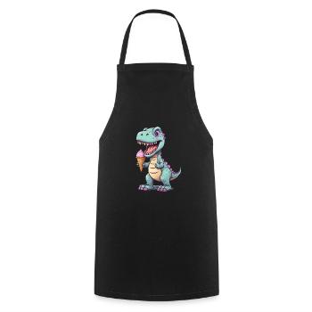 Dino mange de la glace - Tablier de cuisine - noir - Devant - AI Model Male 185 dark (185cm)