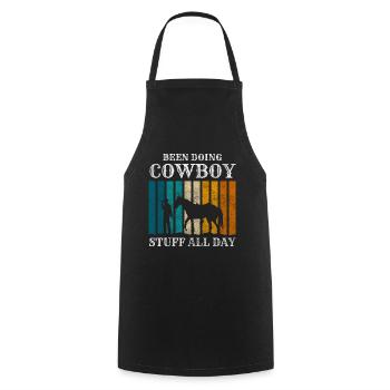 Cowboy Courage Bandit Déguisement - Tablier de cuisine - noir - Devant - AI Model Male 185 dark (185cm)