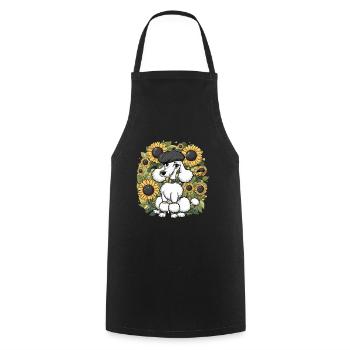 French Poodle with Sweet Sunflowers - Cooking Apron - black - Front - AI Model Male 185 dark (185cm)