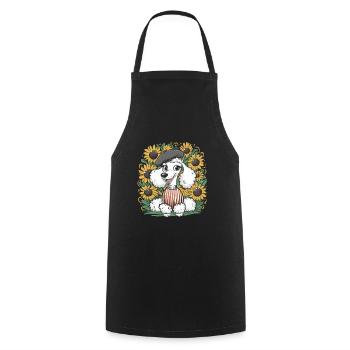French Poodle with Sweet Sunflowers - Cooking Apron - black - Front - AI Model Male 185 dark (185cm)