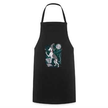 Magic Greyhound in Wizard Outfit for Wizard - Cooking Apron - black - Front - AI Model Male 185 dark (185cm)