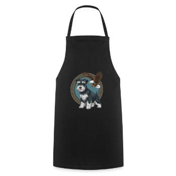 Miniature Schnauzer with majestic bald eagle - Cooking Apron - black - Front - AI Model Male 185 dark (185cm)