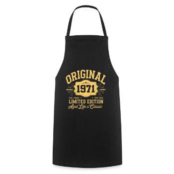 Original 1971 - Birthday 1971 Classic Edition - Cooking Apron - black - Front - AI Model Male 185 dark (185cm)