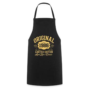 Original 1986 - Birthday 1986 Classic Edition - Cooking Apron - black - Front - AI Model Male 185 dark (185cm)