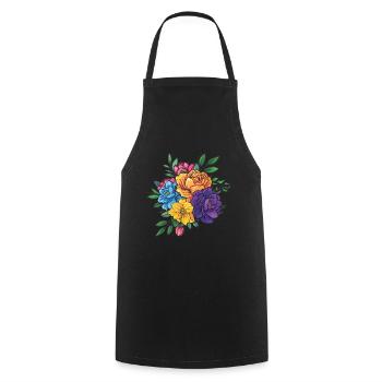 Bouquet Flowers Blossoms - Cooking Apron - black - Front - AI Model Male 185 dark (185cm)