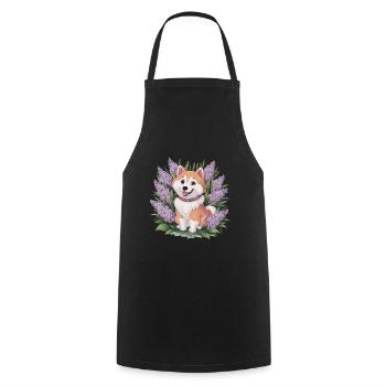 Spitz Samoyède doux avec un beau lilas - Tablier de cuisine - noir - Devant - AI Model Male 185 dark (185cm)