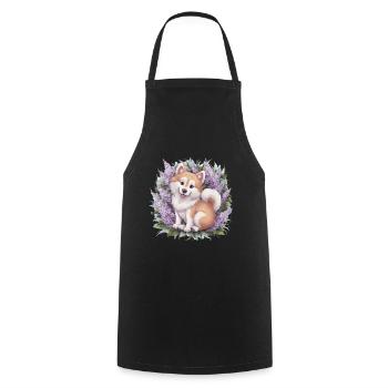 Spitz Samoyède doux avec un beau lilas - Tablier de cuisine - noir - Devant - AI Model Male 185 dark (185cm)