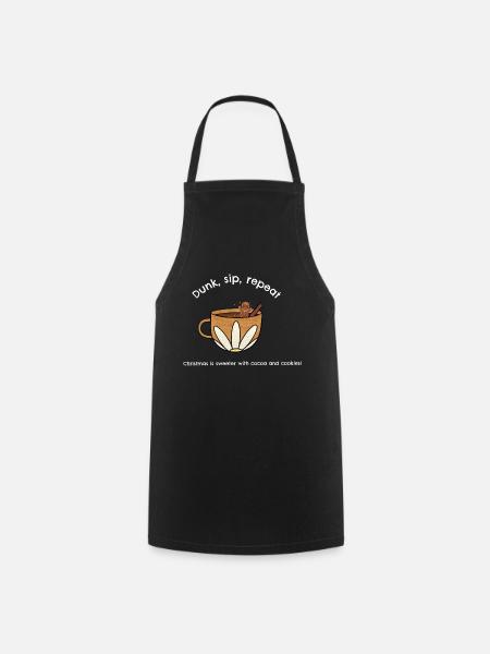 Hot Cocoa Cookie T Shirt Design - Cooking Apron - black