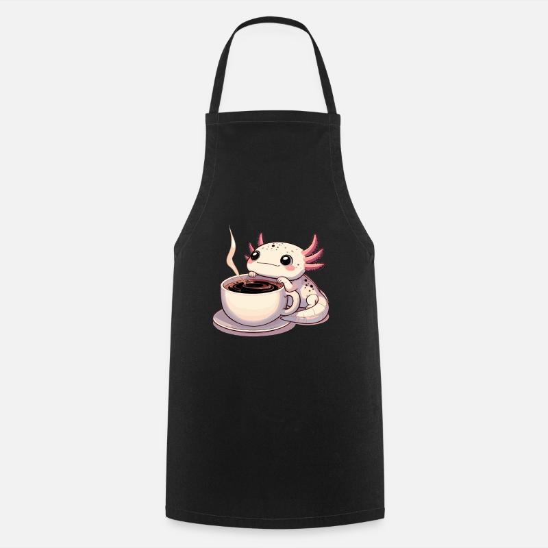 Axolotl große Tasse Kaffee Geschenk - Kochschürze - Schwarz