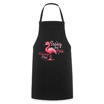 Sassy And Pink Flamingo Chic Pink Bird Cute - Cooking Apron - black - Front - AI Model Male 185 dark (185cm)