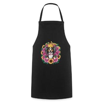Sweet Nederlandse Kooikerhondje avec couronne, roses - Tablier de cuisine - noir - Devant - AI Model Male 185 dark (185cm)
