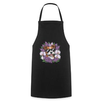 Norfolk Terrier with Sunglasses and Orchids - Cooking Apron - black - Front - AI Model Male 185 dark (185cm)