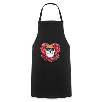 Berger australien avec des roses et des cœurs - Tablier de cuisine - noir - Devant - AI Model Male 185 dark (185cm)
