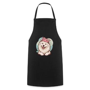 Cool Samoyed Dog with Crown - Cooking Apron - black - Front - AI Model Male 185 dark (185cm)