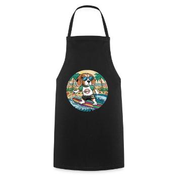 Cool beagle loves surfing - Cooking Apron - black - Front - AI Model Male 185 dark (185cm)