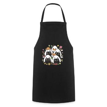 Niedliche Kawaii Onigiri Reisbällchen - Kochschürze - Schwarz - Vorne - AI Model Male 185 dark (185cm)