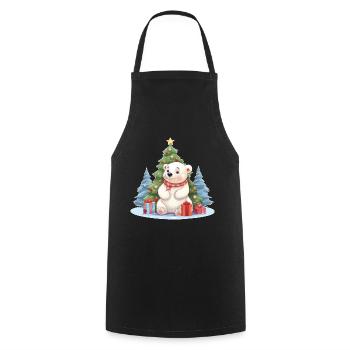 Christmas Polar Bear with Christmas Tree - Cooking Apron - black - Front - AI Model Male 185 dark (185cm)