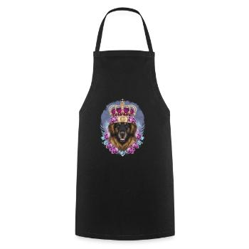 Chien Leonberger mignon avec couronne et orchidées - Tablier de cuisine - noir - Devant - AI Model Male 185 dark (185cm)