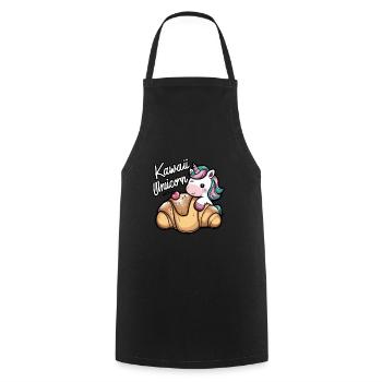 Licorne Kawaii avec croissant - Tablier de cuisine - noir - Devant - AI Model Male 185 dark (185cm)