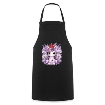 Kawaii Einhorn mit Orchideen und Flieder - Kochschürze - Schwarz - Vorne - AI Model Male 185 dark (185cm)