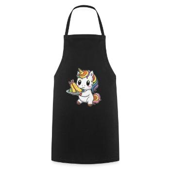 Licorne Kawaii avec Tempura de Crevettes - Tablier de cuisine - noir - Devant - AI Model Male 185 dark (185cm)