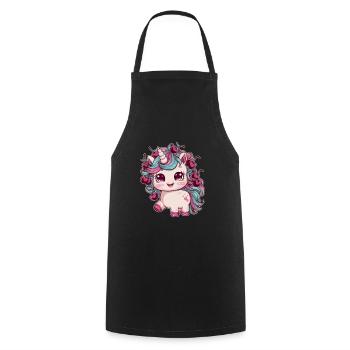 Cooles Kawaii Einhorn mit Kirschen - Kochschürze - Schwarz - Vorne - AI Model Male 185 dark (185cm)