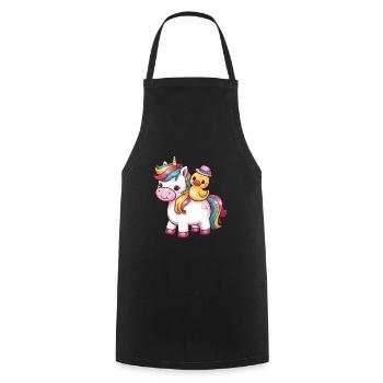 Licorne kawaii avec canard en caoutchouc mignon - Tablier de cuisine - noir - Devant - AI Model Male 185 dark (185cm)
