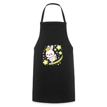 Süßer Kawaii Hase mit Krone und Sternen - Kochschürze - Schwarz - Vorne - AI Model Male 185 dark (185cm)