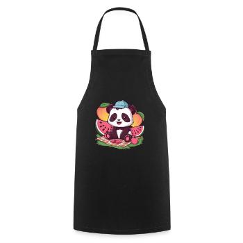 Kawaii Panda mit Pfirsichen und Wassermelonen - Kochschürze - Schwarz - Vorne - AI Model Male 185 dark (185cm)