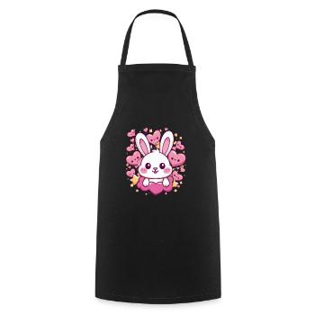 Süßer Kawaii Hase mit Herzen und Sternen - Kochschürze - Schwarz - Vorne - AI Model Male 185 dark (185cm)