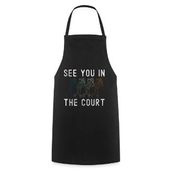 Tennis Ball Game Net Court - Cooking Apron - black - Front - AI Model Male 185 dark (185cm)