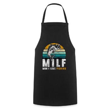 Fishing Pike Trip Perch - Cooking Apron - black - Front - AI Model Male 185 dark (185cm)