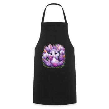 Kawaii Bunny with Orchids and Lilac - Cooking Apron - black - Front - AI Model Male 185 dark (185cm)