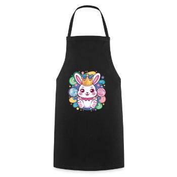 Kawaii Hase mit Krone und Lutschern - Kochschürze - Schwarz - Vorne - AI Model Male 185 dark (185cm)