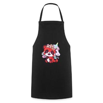 Mignon panda kawaii rouge au look de dessin animé - Tablier de cuisine - noir - Devant - AI Model Male 185 dark (185cm)