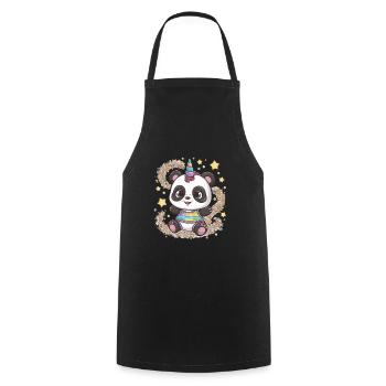Niedliches Einhorn Panda - Kochschürze - Schwarz - Vorne - AI Model Male 185 dark (185cm)