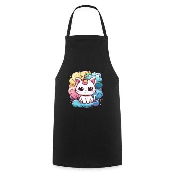 Chat licorne kawaii - Tablier de cuisine - noir - Devant - AI Model Male 185 dark (185cm)