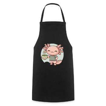 Kawaii Axolotl liebt grünen Tee - Kochschürze - Schwarz - Vorne - AI Model Male 185 dark (185cm)