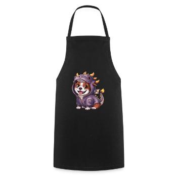 Süßer Kawaii Hund mit Drachen Outfit - Kochschürze - Schwarz - Vorne - AI Model Male 185 dark (185cm)