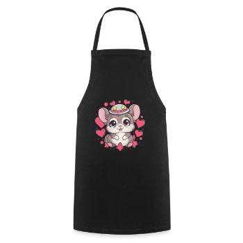 Chinchila kawaii avec cœurs et étoiles - Tablier de cuisine - noir - Devant - AI Model Male 185 dark (185cm)